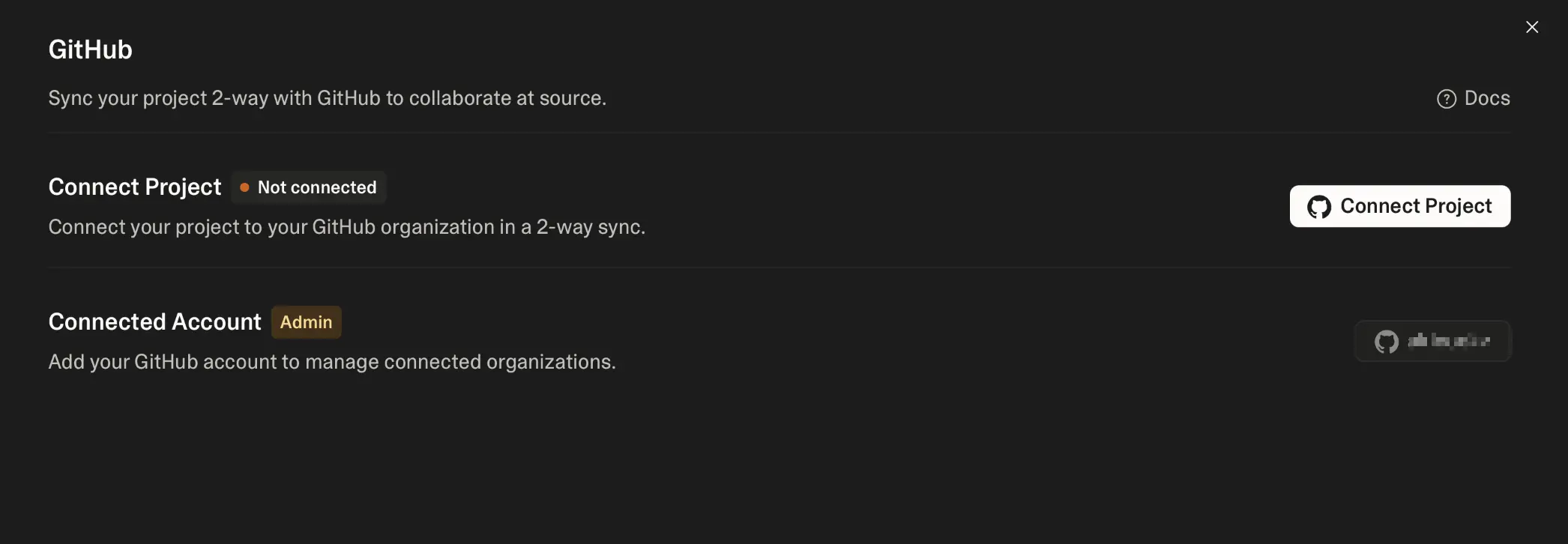 Lovable GitHub integration settings panel