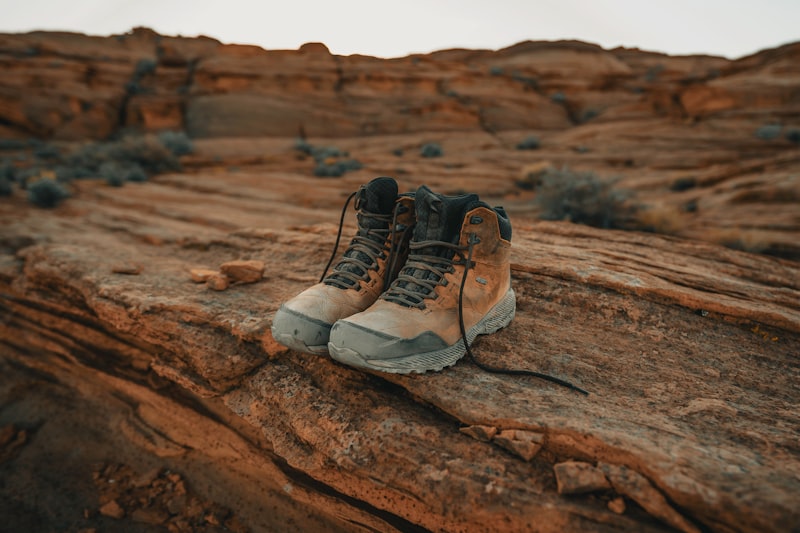 Alpine Trek GTX hiking boots on desert rock