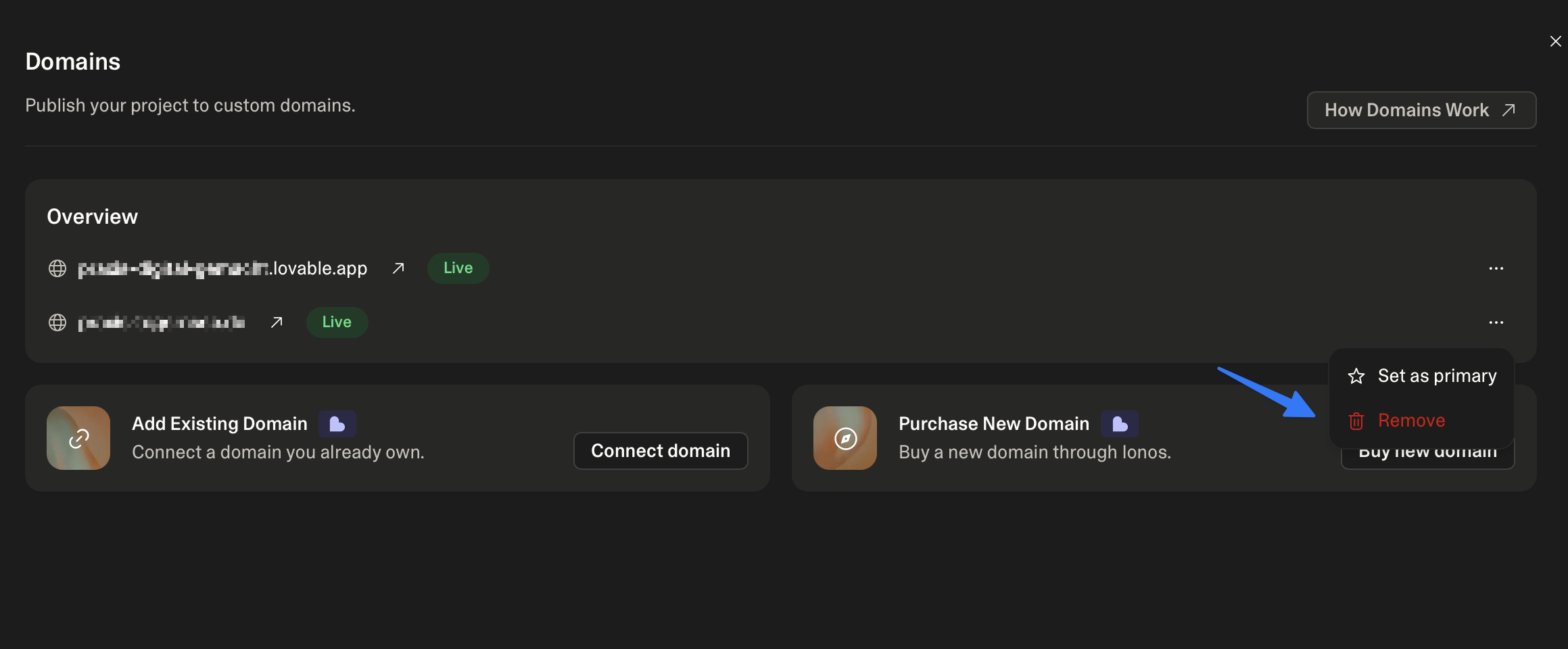 How to disconnect domain from Lovable.dev